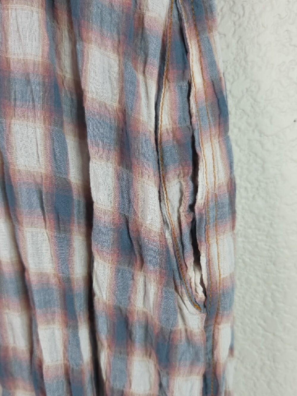 Aratta Silent Journey Women's Maxi Dress - Blue & Rust Plaid, Floral - Picture 6 of 10